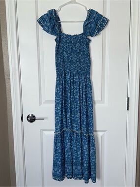 Walker & Wade - Floral Blue Smocked Maxi Dress